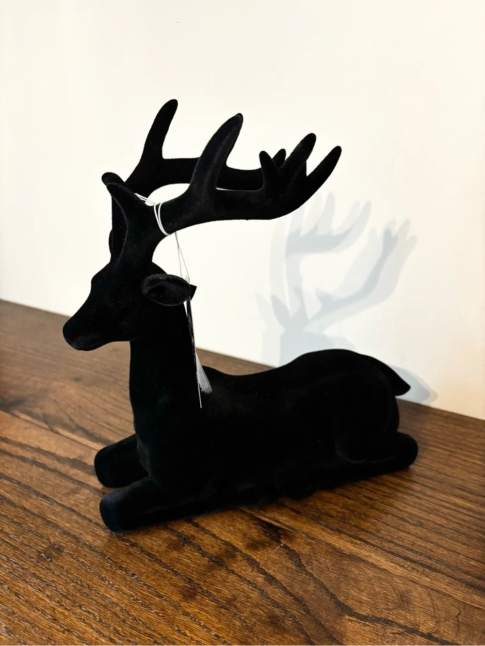 Black Flocked Sitting Reindeer